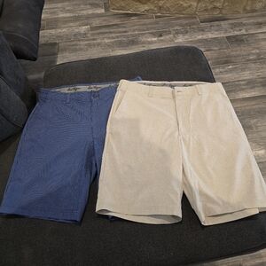 Hogan Navy and Light Tan Flat Front Shorts